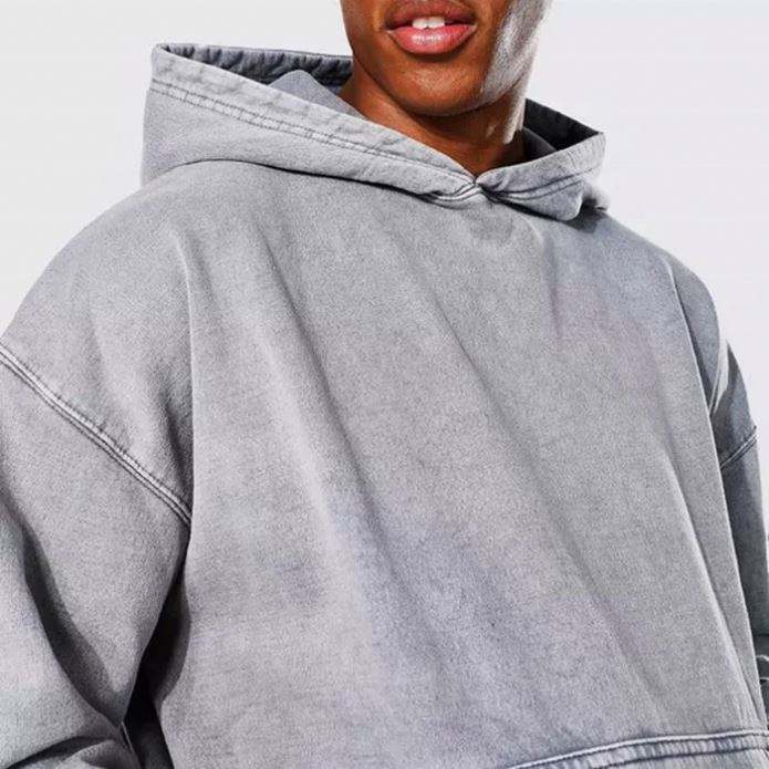 Sweat &agrave; capuche &eacute;pais 100% coton pour hommes, Service de fabricant OEM, Streetwear personnalis&eacute;, surdimensionn&eacute;, lav&eacute;, Vintage