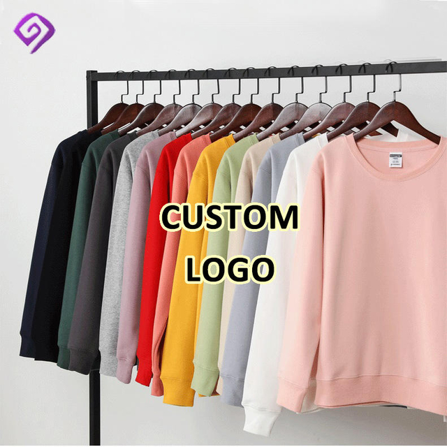H&oslash;ykvalitets crewneck stoff unisex langermet ensfarget rund hals for menn Oversized Custom Herre hettegensere Sweatshirt