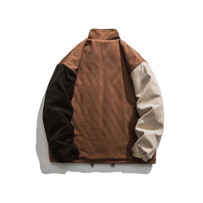 OEM ražotāja pielāgota krāsu bloku vīriešu mētelis, brīva jēra vilnas liela izmēra jaka