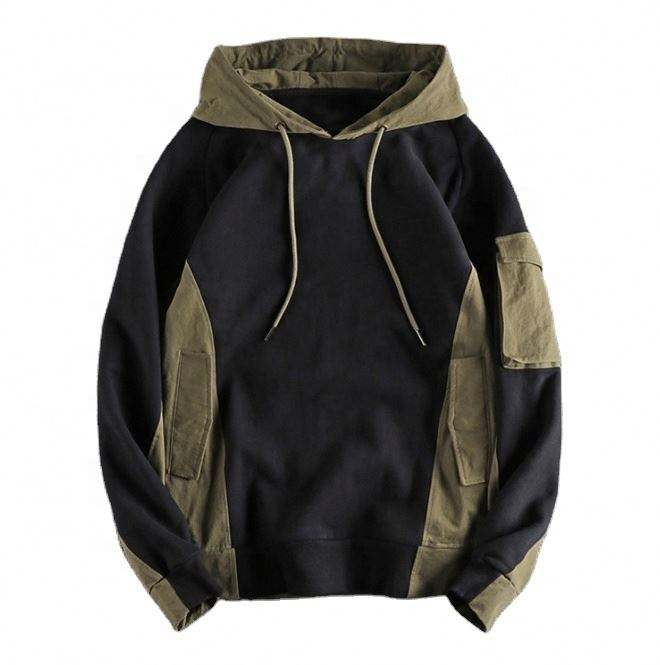 Producent OEM Dostosowana kieszeń z blokiem kolor&oacute;w Casualowa niestandardowa bluza Ponadgabarytowa bluza z kapturem Męska bluza z kapturem