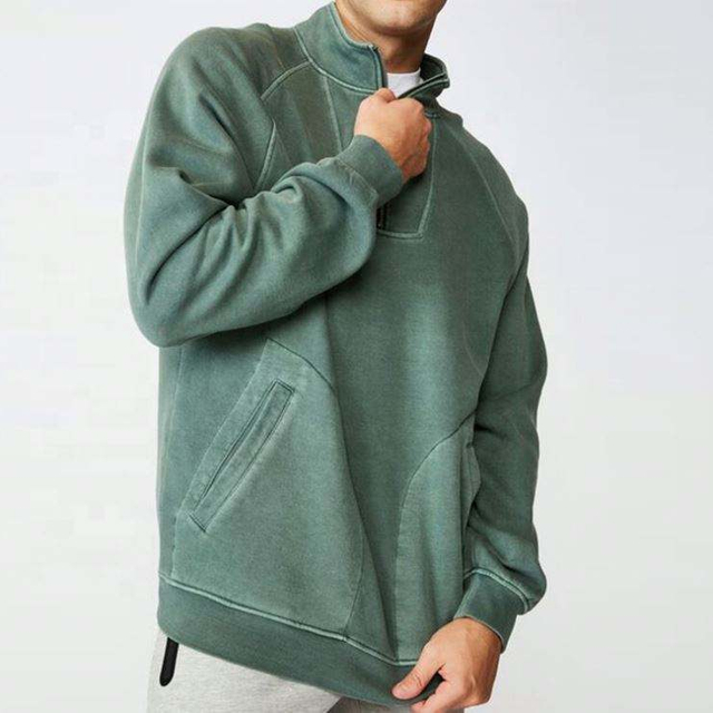 Fabricante OEM personalizado atacado masculino Team Club Fleece 1/2 Zip pul&ocirc;ver moletom com capuz e z&iacute;per