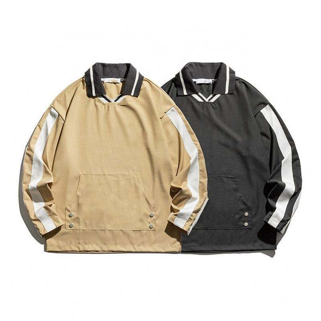 Fabricante OEM venda quente personalizado casual solto popular canguru bolso lapela pul&ocirc;ver camisas de moletom para homens