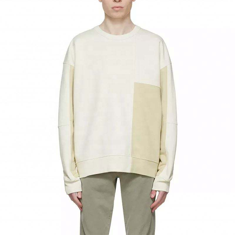 OEM-valmistajan r&auml;&auml;t&auml;l&ouml;ity miesten paneloitu v&auml;rilohko Patchwork Crewneck Oversize villapaita
