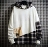 Fabricante OEM com bloco de cores personalizadas xadrez casual moletom personalizado com capuz de grandes dimens&otilde;es