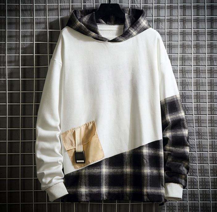 Fabricante OEM Bloco de cores personalizado xadrez casual moletom personalizado com capuz de grandes dimens&otilde;es