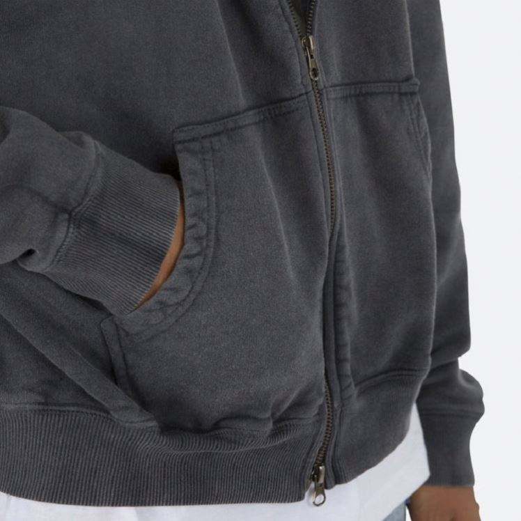 El vintage de gran tama&ntilde;o del pa&ntilde;o grueso y suave de encargo del algod&oacute;n del fabricante del OEM lav&oacute; el jersey con capucha con cremallera para los hombres
