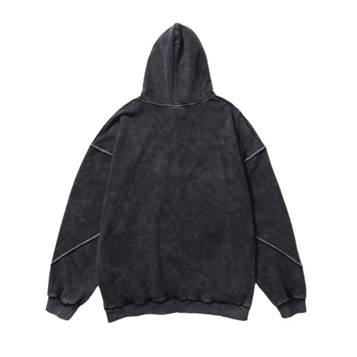 Custom Men Oversized Acid Wash Contrast Stitch Hoodie