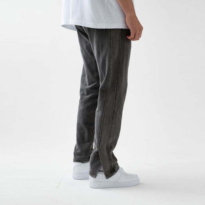 ผู้ผลิต Custom Vintage Washed Black Mens Cotton หนา Sweatpants