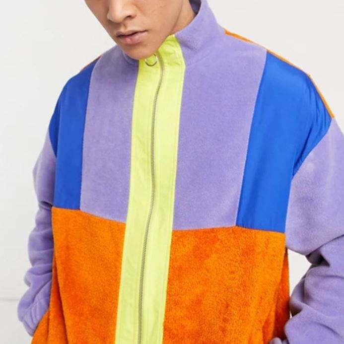 도매 맞춤형 스포츠 트랙 대형 Zipfastening Coloe 블록 남성 양털 트랙 재킷