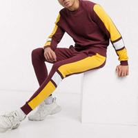 Custom Logo Tracksuits Men Crew Neck Pullover Sweatshirt & Drawstring Waist Joggers Sets Two Piece Tracksuit Set