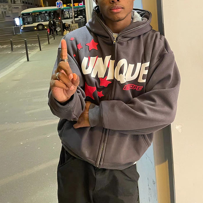 Κατασκευαστής OEM Χονδρικής Κατασκευαστής Unisex Custom Logo Zipper Zipup Blank Streetwear Puff Print Sublimated ανδρικές κουκούλες με φερμουάρ σε όλο το πρόσωπο