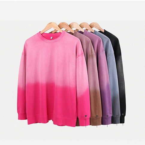 Sweat-shirt &agrave; capuche Vintage pour hommes, couleur d&eacute;grad&eacute;e, Streetwear, col ras du cou, r&eacute;tro, Logo personnalis&eacute;, 400g/m&sup2;