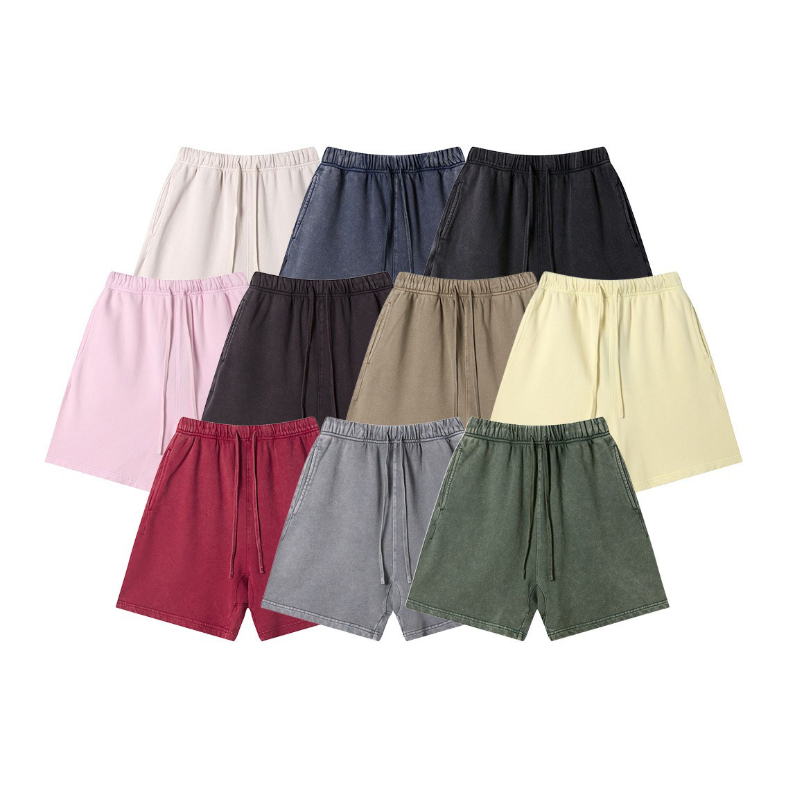 K1159 Running Acid Washed Sweat Shorts