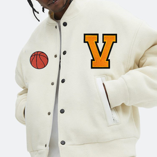 OEM Producent H&oslash;jkvalitets Chenille Broderi M&aelig;nd College L&aelig;der&aelig;rmer Custom Baseball Bomber Letterman Varsity jakke
