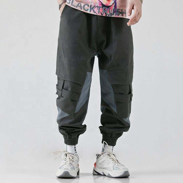 Proizvajalec originalne opreme za prosti čas, moške športne hlače iz bombaža s praznimi barvnimi bloki dobre kakovosti, široke, zožene, s stranskimi žepi