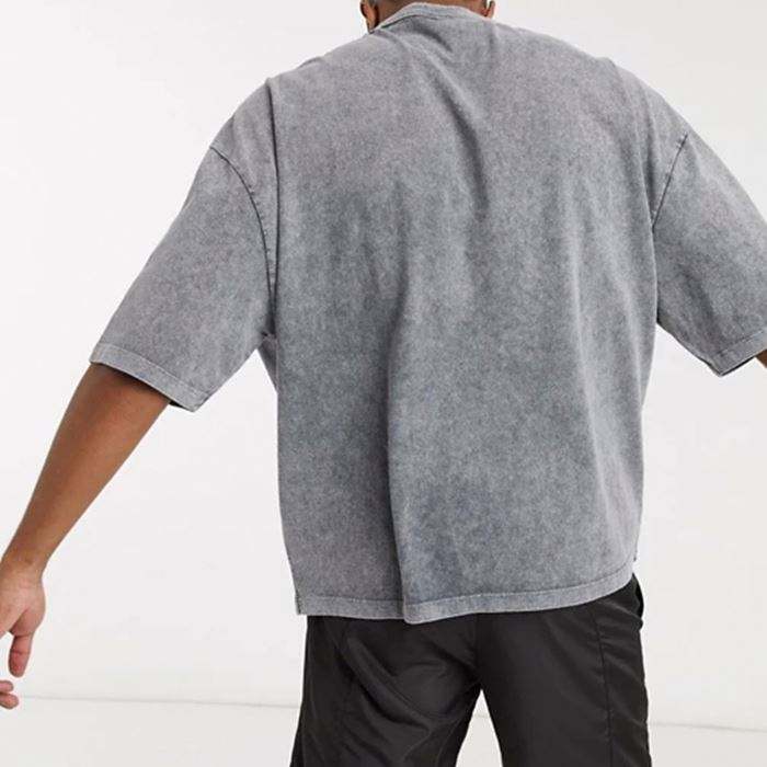H&oslash;jkvalitets tungv&aelig;gts rundhalsede herre-t-shirts 100% bomuld Drop Shoulder Oversized vintage vasket T-shirt