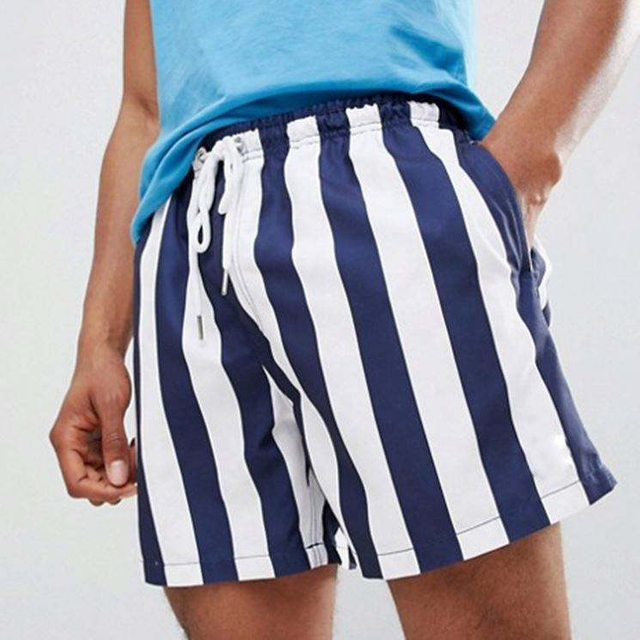 Your Owm Brand Shorts Drawstring Stripe Swim Shorts สีกรมท่า