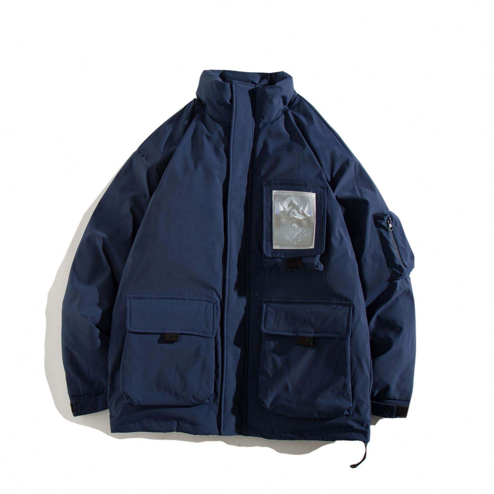 OEM Tillverkare Grossist Plus Storlekar Tredimensionell Patch Pocket Stand-Up Krage Popul&auml;r Cotton Coat Dunjacka