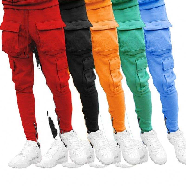 OEM-fabrikant op maat hoge kwaliteit heren multi-zakken cargo aangepaste broek rits been joggingbroek broek