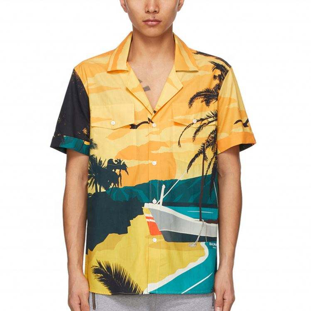 OEM الصانع شعبية مخصصة الصيف هاواي نمط قميص مطبوع الرجال عارضة تنفس