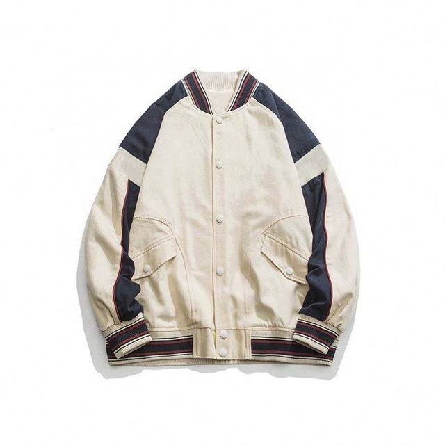 Veste &agrave; col de baseball avec coutures de couleur contrast&eacute;e, fabricant OEM, nouveau logo personnalis&eacute;