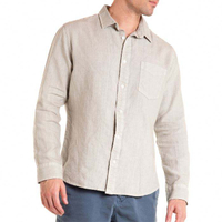 Chemise en lin unie &agrave; manches longues et boutons confortables de haute qualit&eacute; pour hommes, fabricant OEM