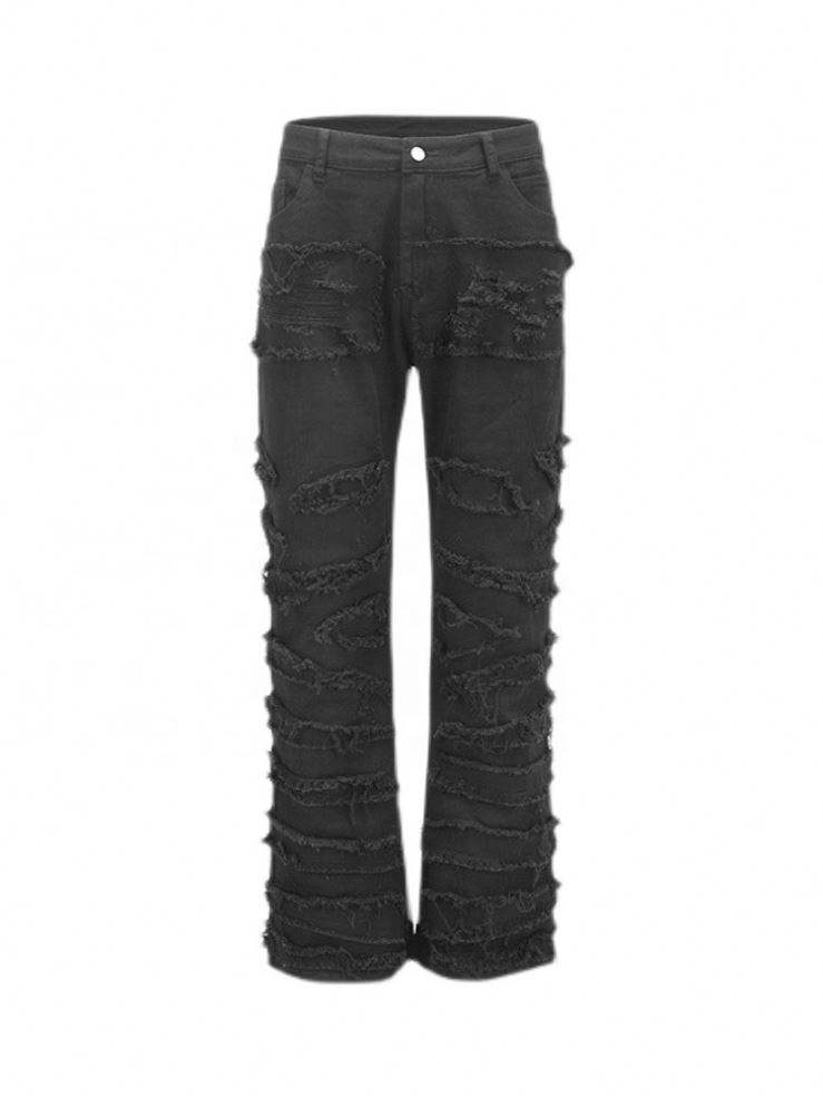 OEM-producent Tilpas dit LOGO Herre Hip Hop Loose Fit Raw Edge Destruction Style Casual Bukser Herre Cargo Bukser