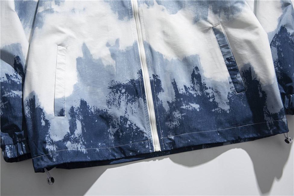 OEM-fabrikant op maat herfst tie-dye bedrukt herenhoodiejack met lange mouwen