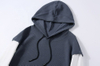 OEM Manufacturer homines fortuita solidus color Hoodie falsae duae frusta De Patchwork Long Sleeve Vestimentum