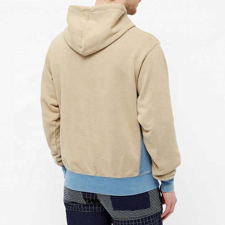 OEM ražotāja pasūtījuma 100% kokvilnas franču frotē vīriešu savārstījums krāsains bloks rievotas apdares kapuces džemperis