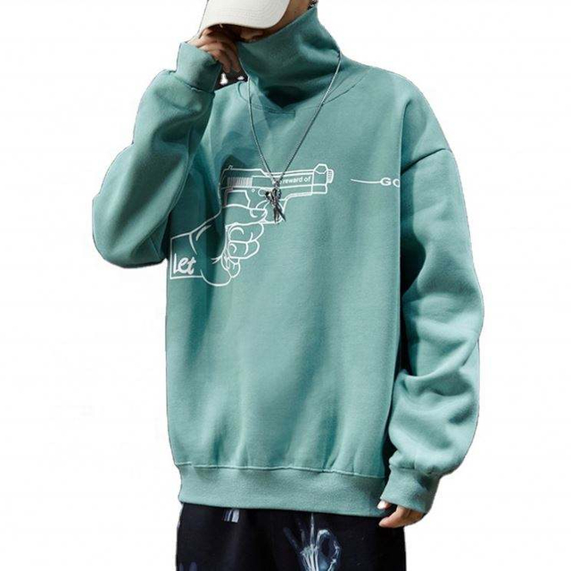 Κατασκευαστής OEM Προσαρμοσμένη εκτύπωση οθόνης με ψηλό γιακά Ανδρικά φούτερ French Terry Streetwear