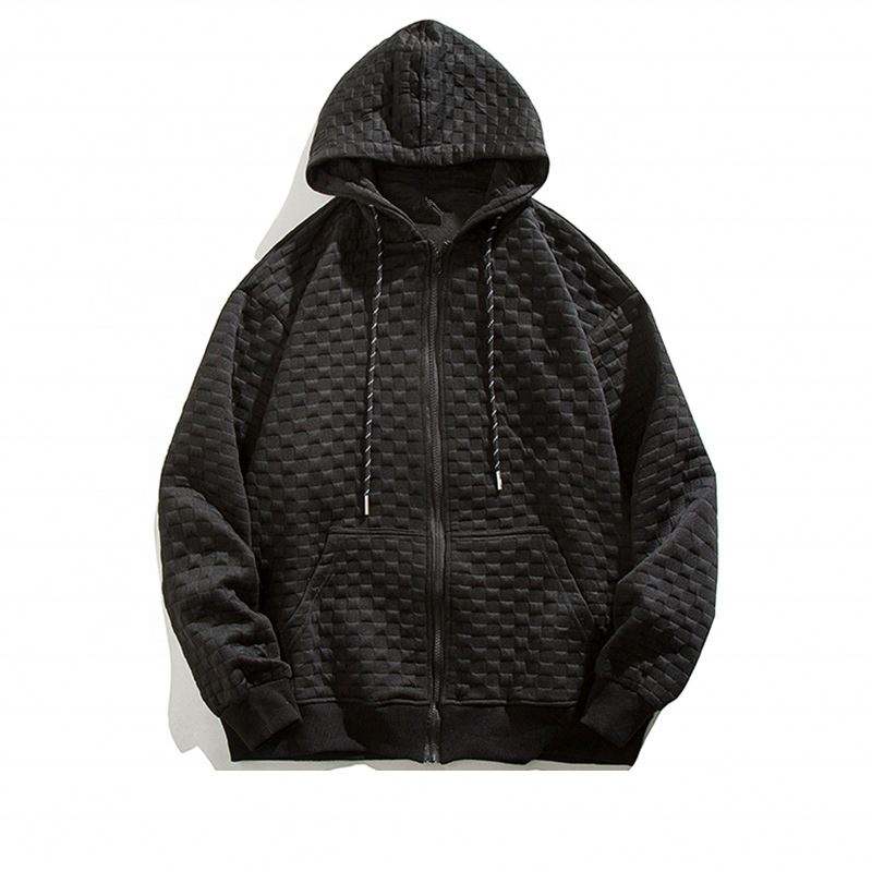 OEM-producent Custom Quality Heavy Waffle Zip Up almindelig h&aelig;ttetr&oslash;je Pullover Unisex lynl&aring;sstrik Oversized h&aelig;ttetr&oslash;je