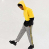 Sweat &agrave; capuche en coton pour hommes, fabricant OEM personnalis&eacute; de haute qualit&eacute;, bloc de couleur, moiti&eacute; jaune, moiti&eacute; noir, pull &agrave; capuche