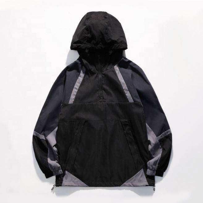 Pengilang OEM Disesuaikan Blok Warna Patchwork Setengah Zip Kasual Baju Sweat Tersuai Bersaiz Besar Hoodies Lelaki Hoodies