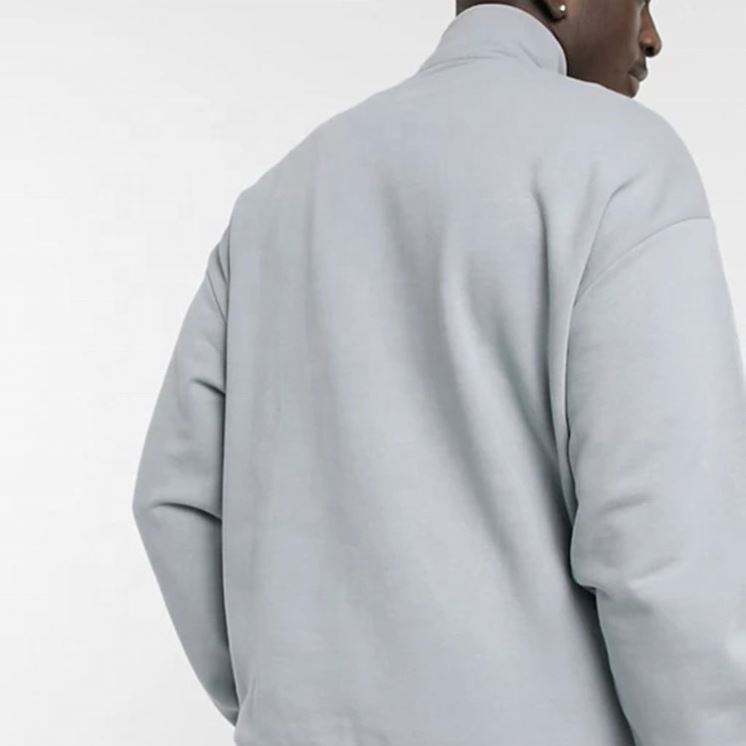 Nh&agrave; sản xuất OEM &Aacute;o cotton cổ phễu chất lượng cao t&ugrave;y chỉnh m&agrave;u x&aacute;m nặng nửa zip