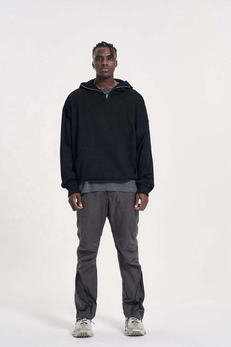 ຜູ້ຜະລິດ OEM 2022 Custom Pullovers 100% Cotton Plain Hoddies Men Washed Distressed Vintage Black Oversized Hoodies