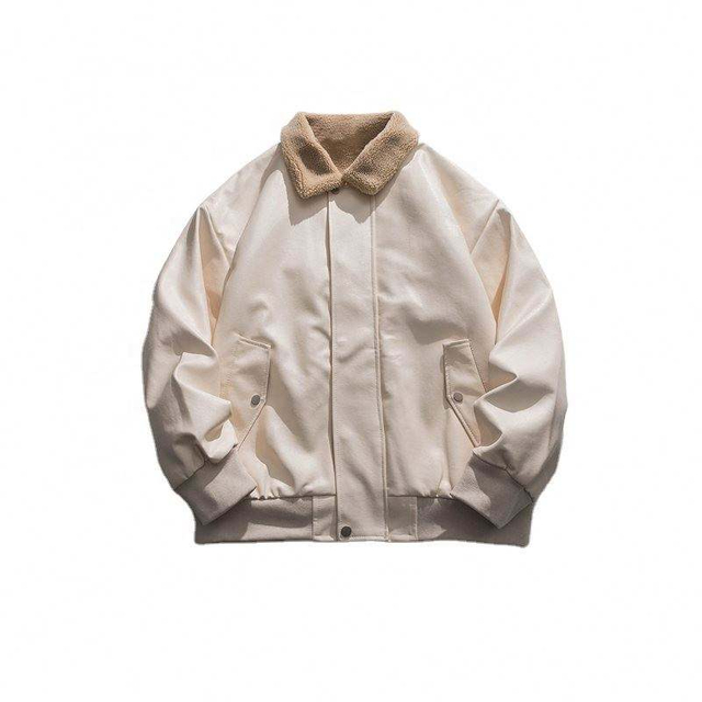 ผู้ผลิต Oem Custom Men's Cotton แฟชั่นเสื้อแจ็คเก็ตหนังนิ่มสีทึบ