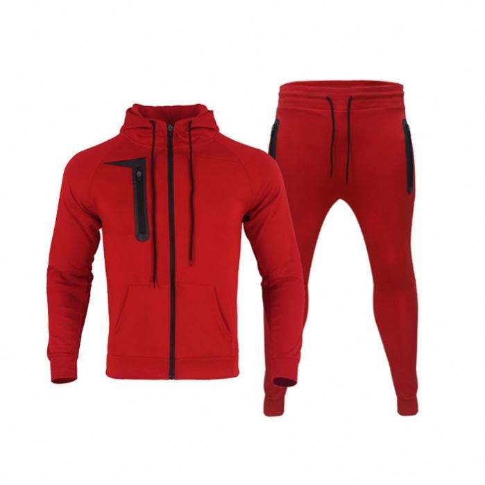 Professionella skr&auml;ddarsydda outfits Enf&auml;rgad Zip Up Hoodie Joggingsset Herr Tv&aring;delad Sweatsuit