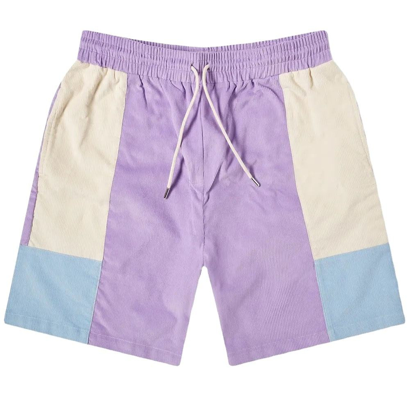 Aangepaste zomer retro kleurenblok shorts Heren contrasterende katoenen corduroy shorts