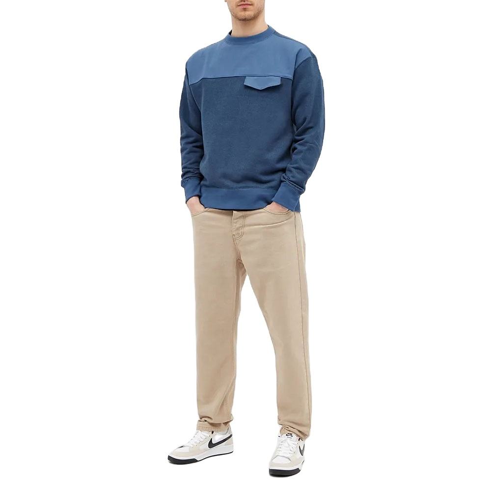 Brystlomme til m&aelig;nd Custom 100% bomuldsjersey med ribkanter Rundhals-patchwork sweatshirts