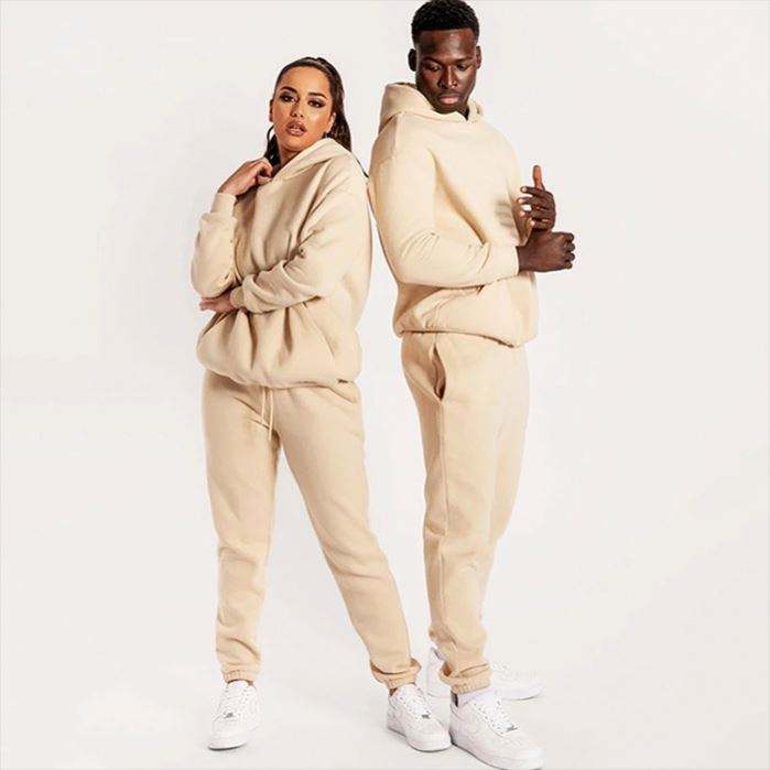 Oem Manufacturers Custom Mens Unbranded Tracksuit Solidus Color Duo Piece Hoodie Jogger Set Unisex Tracksuit Set