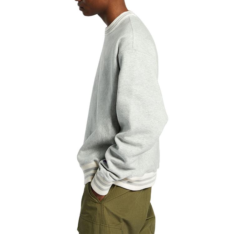 လက်ကားအခမဲ့နမူနာလက်ရှည် 100% Cotton Men Crewneck အင်္ကျီလက်ရှည်