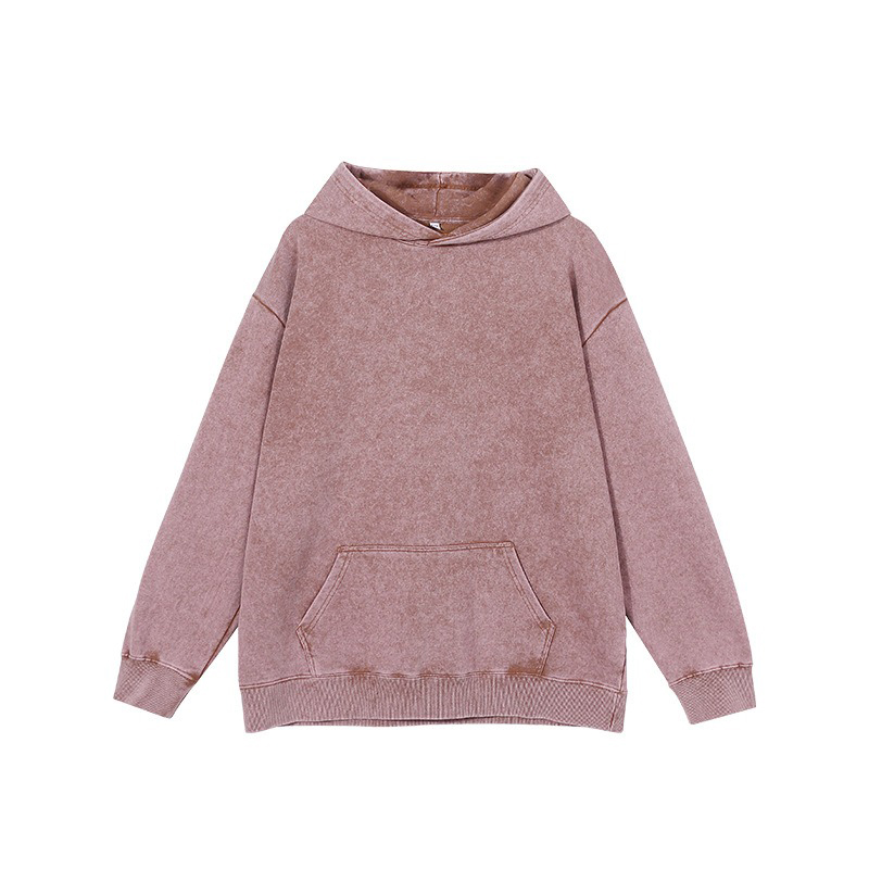 400Gsm Vintage Streetwear Crewneck Retro Custom Logo Men's Wax ย้อม Hoodie