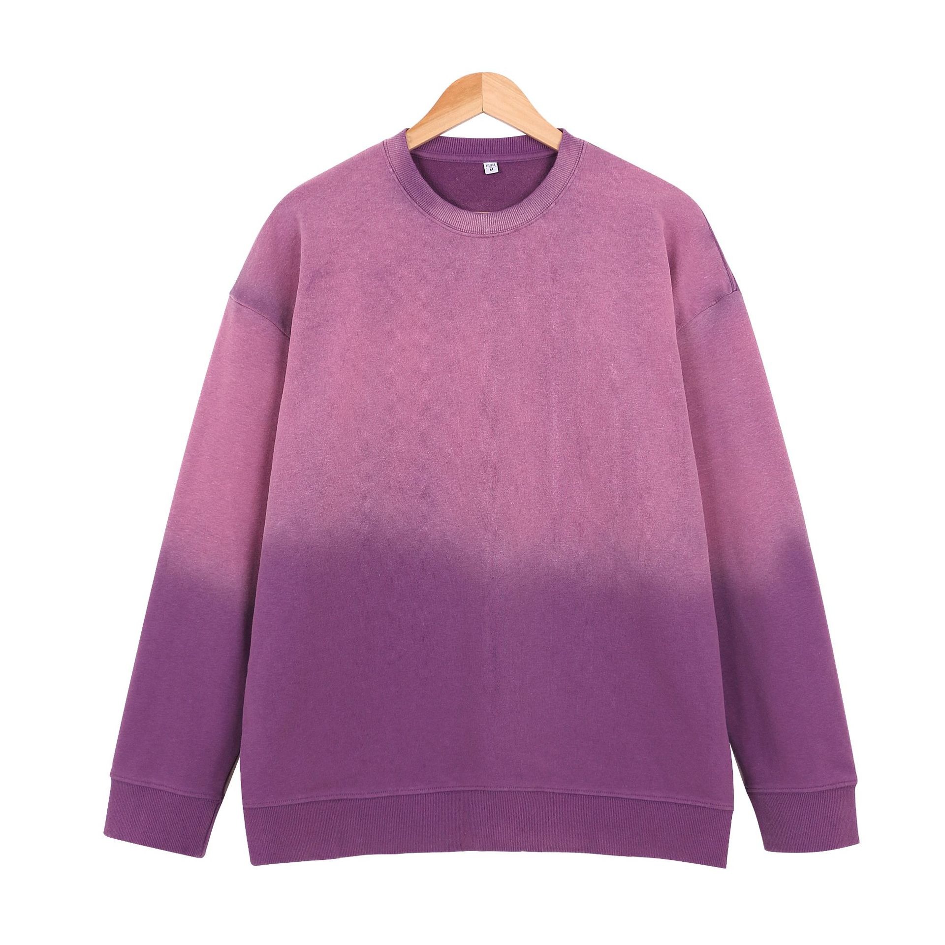 400Gsm Vintage Gradient Color Streetwear Crewneck Retro Custom Logo Men's Hoodie Sweatshirt ສໍາລັບຜູ້ຊາຍ