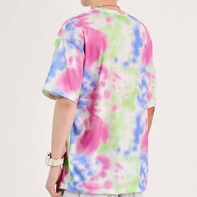 T-shirt personalizzata Oem T-shirt girocollo personalizzabile T-shirt a maniche corte con stampa tie-dye T-shirt da uomo in poliestere 100%