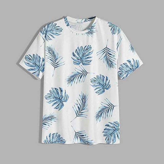 Hot Rea Grossist Custom Allover Tropical Printing T-shirt Kort&auml;rmad Crew Neck f&ouml;r m&auml;n Digital Printing T-shirts