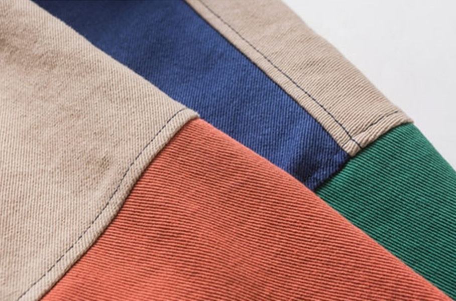 OEM ražotāja pielāgota vīriešu skriešanas apkakle gadījuma modes šuvju krāsaina mēteļa jaka ar garām piedurknēm