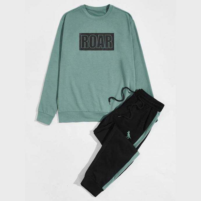 Ensemble deux pi&egrave;ces personnalis&eacute; professionnel, surv&ecirc;tement pour hommes, sweat-shirt imprim&eacute; avec lettres graphiques, ensemble de jogging