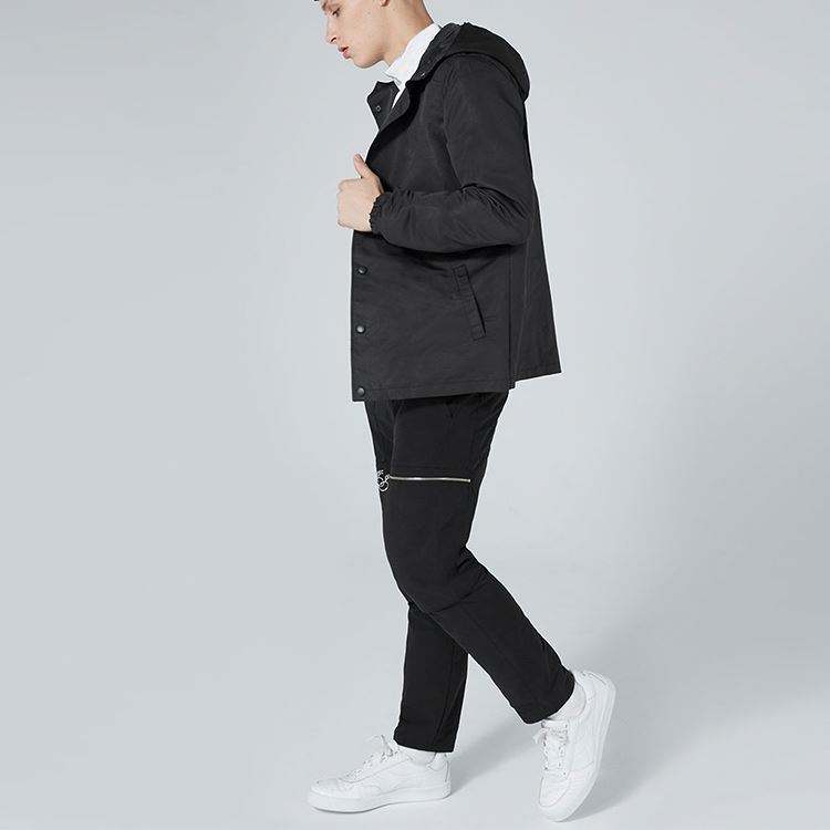 Personalizza il tuo marchio Giacca da allenatore con giacca a vento semplice e cappuccio a maniche lunghe