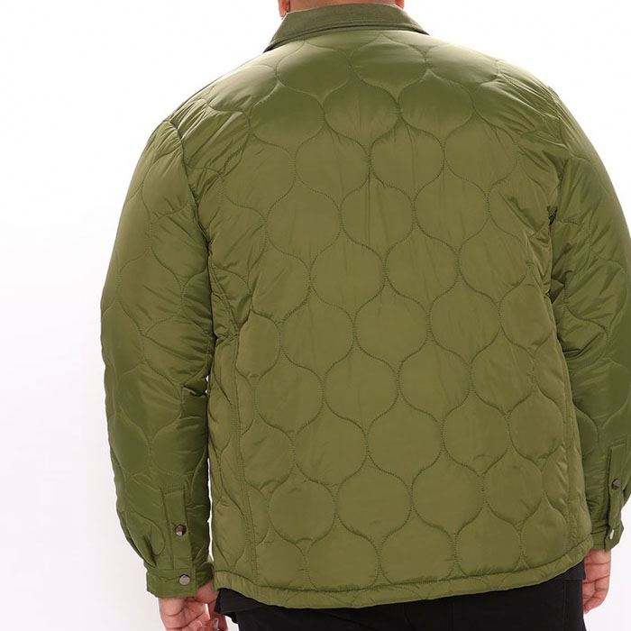 Borong Jaket Lelaki Musim Sejuk Snap Butang Penutupan Hadapan Hijau Tentera Darat Jaket Berkuil Lelaki